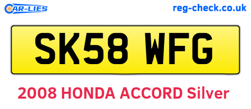 SK58WFG are the vehicle registration plates.