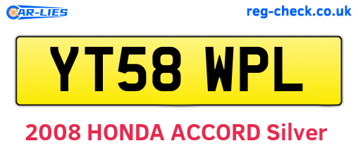 YT58WPL are the vehicle registration plates.