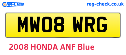MW08WRG are the vehicle registration plates.