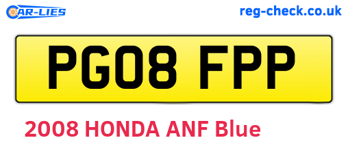 PG08FPP are the vehicle registration plates.