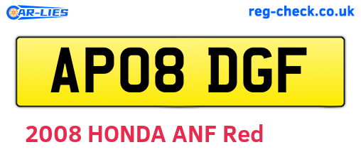 AP08DGF are the vehicle registration plates.