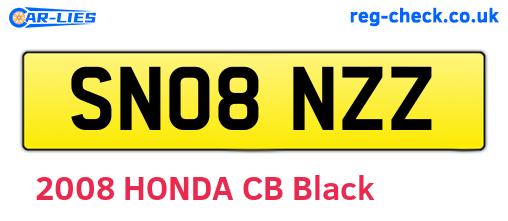 SN08NZZ are the vehicle registration plates.