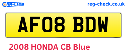 AF08BDW are the vehicle registration plates.