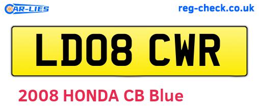 LD08CWR are the vehicle registration plates.