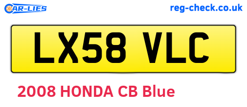 LX58VLC are the vehicle registration plates.
