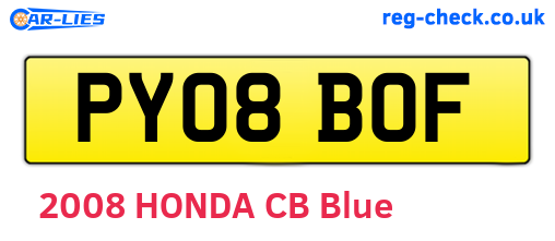 PY08BOF are the vehicle registration plates.