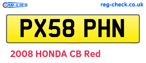 PX58PHN are the vehicle registration plates.