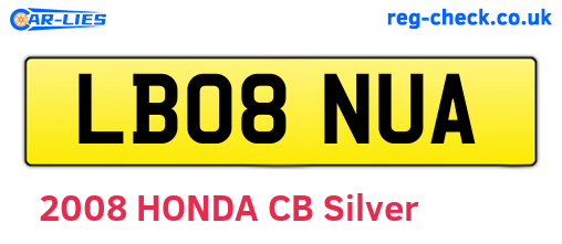 LB08NUA are the vehicle registration plates.