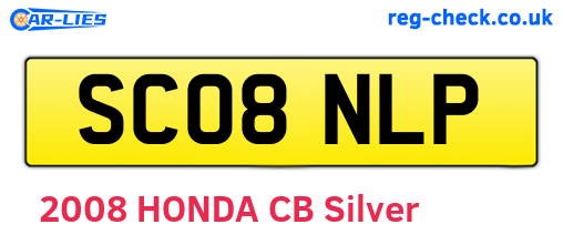 SC08NLP are the vehicle registration plates.