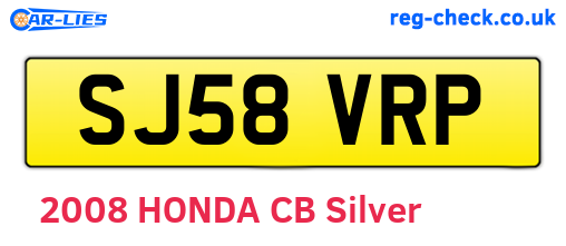 SJ58VRP are the vehicle registration plates.