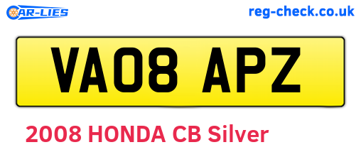 VA08APZ are the vehicle registration plates.