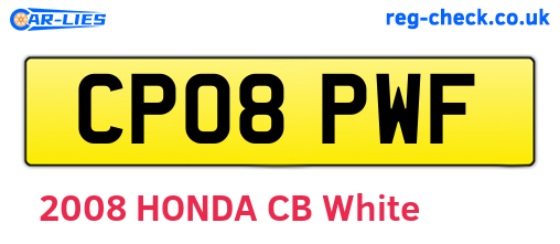 CP08PWF are the vehicle registration plates.