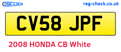 CV58JPF are the vehicle registration plates.