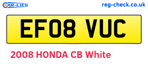 EF08VUC are the vehicle registration plates.