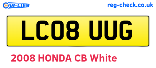 LC08UUG are the vehicle registration plates.