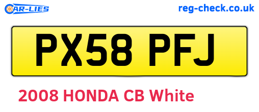 PX58PFJ are the vehicle registration plates.