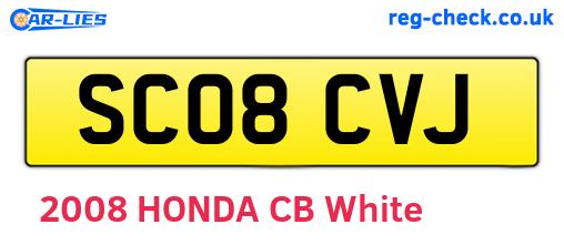 SC08CVJ are the vehicle registration plates.