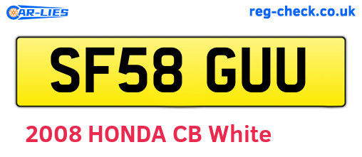 SF58GUU are the vehicle registration plates.