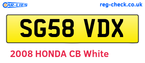 SG58VDX are the vehicle registration plates.