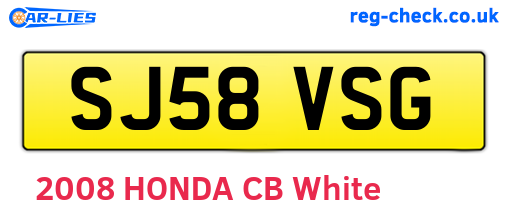 SJ58VSG are the vehicle registration plates.