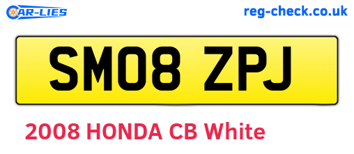 SM08ZPJ are the vehicle registration plates.