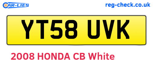 YT58UVK are the vehicle registration plates.