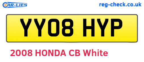 YY08HYP are the vehicle registration plates.