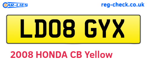LD08GYX are the vehicle registration plates.