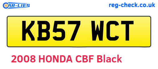 KB57WCT are the vehicle registration plates.