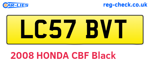 LC57BVT are the vehicle registration plates.