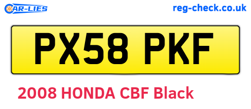 PX58PKF are the vehicle registration plates.