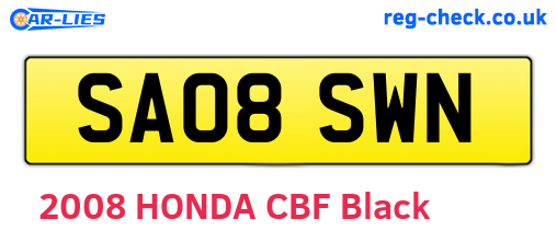 SA08SWN are the vehicle registration plates.