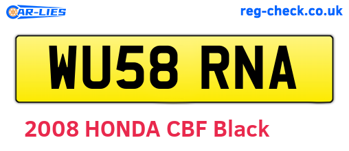 WU58RNA are the vehicle registration plates.