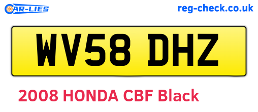 WV58DHZ are the vehicle registration plates.