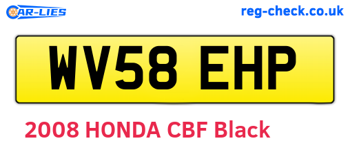 WV58EHP are the vehicle registration plates.