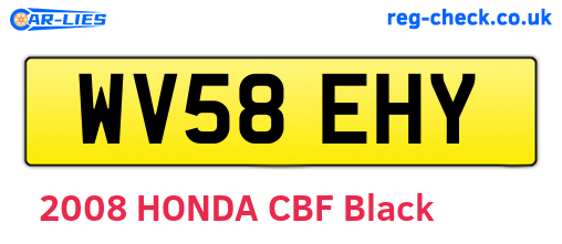 WV58EHY are the vehicle registration plates.