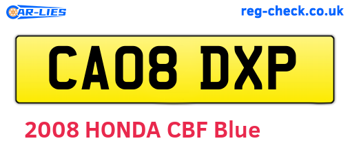 CA08DXP are the vehicle registration plates.