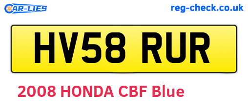 HV58RUR are the vehicle registration plates.
