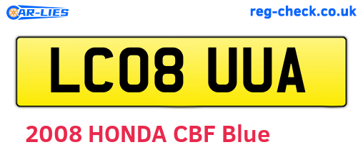 LC08UUA are the vehicle registration plates.