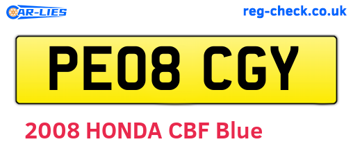 PE08CGY are the vehicle registration plates.
