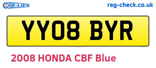 YY08BYR are the vehicle registration plates.