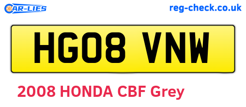 HG08VNW are the vehicle registration plates.