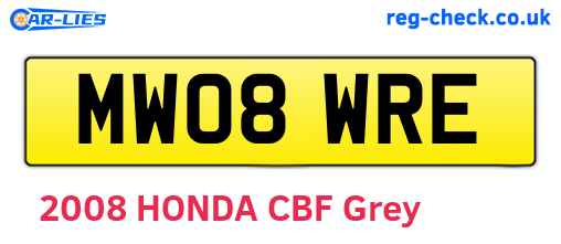 MW08WRE are the vehicle registration plates.
