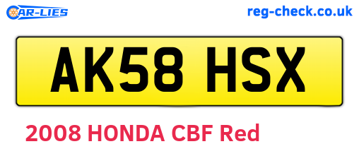AK58HSX are the vehicle registration plates.