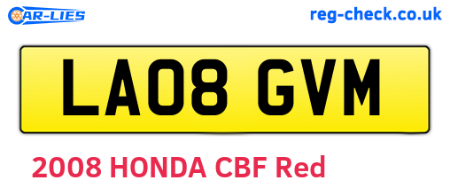 LA08GVM are the vehicle registration plates.