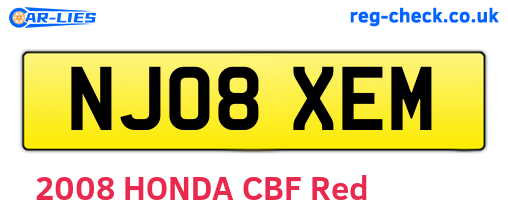 NJ08XEM are the vehicle registration plates.