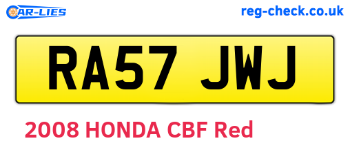 RA57JWJ are the vehicle registration plates.