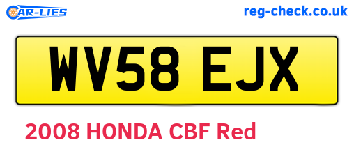 WV58EJX are the vehicle registration plates.