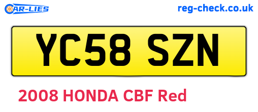 YC58SZN are the vehicle registration plates.