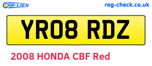 YR08RDZ are the vehicle registration plates.